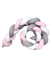 Braided Cot Bumper - 2m Multi Pink (Pink, Grey & White)