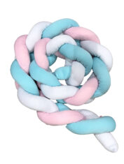 Pink, White, Mint Braided cot Bumper
